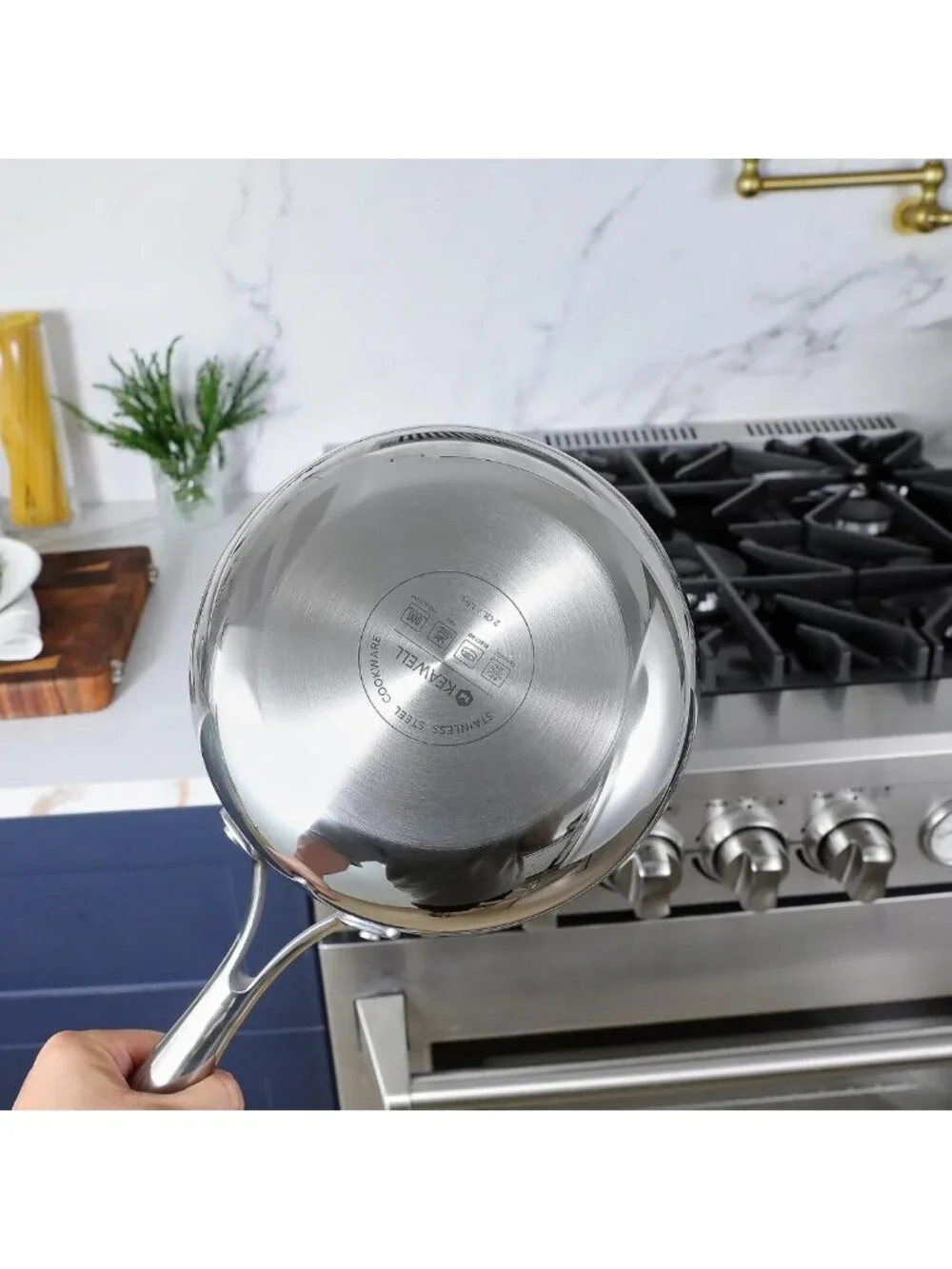 Premium 2-Qt Tri-Ply Stainless Steel Saucepan with Lid - Even Heating, Induction